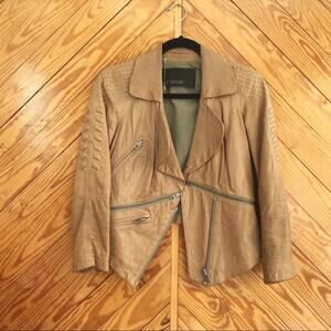 Yigal Azrouel Tan Leather Studded Moto Jacket